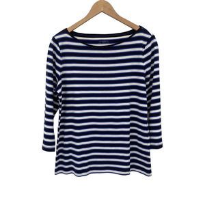 Talbots blue and black striped cotton top